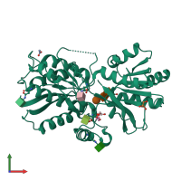 PDB entry 3om0 coloured by chain, front view.