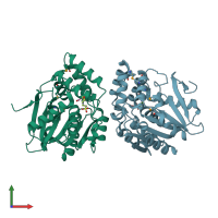 PDB entry 3om8 coloured by chain, front view.