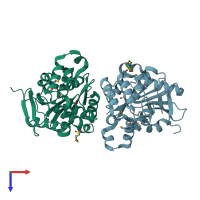 PDB entry 3om8 coloured by chain, top view.