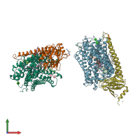 PDB entry 3oma coloured by chain, front view.