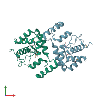PDB entry 3omd coloured by chain, front view.