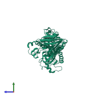 PDB entry 3oml coloured by chain, side view.