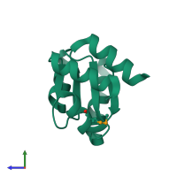 PDB entry 3on1 coloured by chain, side view.