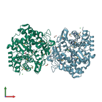 PDB entry 3on6 coloured by chain, front view.