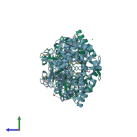 PDB entry 3on6 coloured by chain, side view.