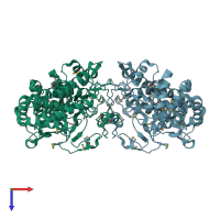 PDB entry 3on6 coloured by chain, top view.