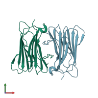 PDB entry 3on9 coloured by chain, front view.