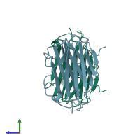 PDB entry 3on9 coloured by chain, side view.