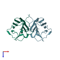 PDB entry 3on9 coloured by chain, top view.