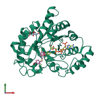 PDB entry 3onb coloured by chain, front view.