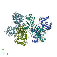 PDB entry 3onq coloured by chain, front view.