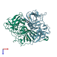 PDB entry 3onu coloured by chain, top view.