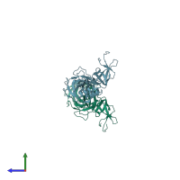PDB entry 3ooc coloured by chain, side view.