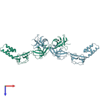 PDB entry 3ooc coloured by chain, top view.