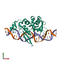 PDB entry 3ool coloured by chain, front view.