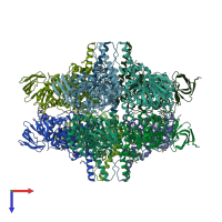 PDB entry 3ooq coloured by chain, top view.