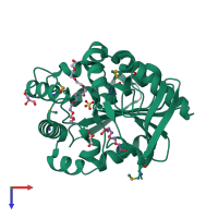 PDB entry 3oos coloured by chain, top view.