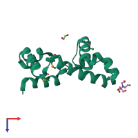 PDB entry 3oou coloured by chain, top view.
