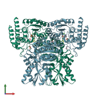 PDB entry 3ooy coloured by chain, front view.