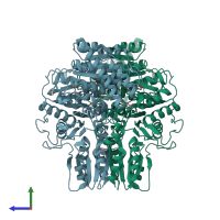 PDB entry 3ooy coloured by chain, side view.