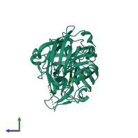 PDB entry 3ooz coloured by chain, side view.