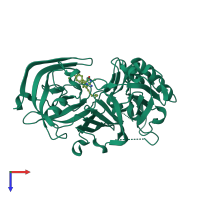 PDB entry 3ooz coloured by chain, top view.