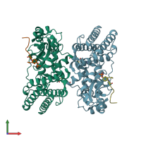 PDB entry 3op0 coloured by chain, front view.