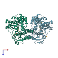 PDB entry 3op2 coloured by chain, top view.