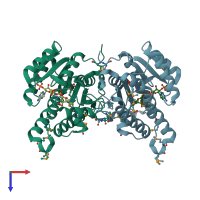 PDB entry 3op4 coloured by chain, top view.