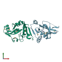 PDB entry 3op6 coloured by chain, front view.
