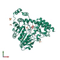 PDB entry 3op7 coloured by chain, front view.