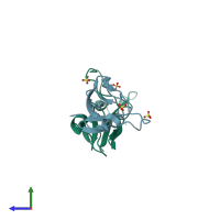 PDB entry 3op8 coloured by chain, side view.