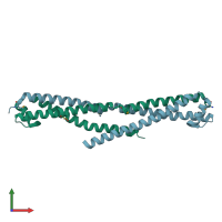 PDB entry 3opc coloured by chain, front view.