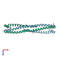 PDB entry 3opc coloured by chain, top view.