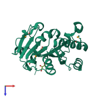 PDB entry 3opn coloured by chain, top view.