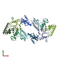 PDB entry 3oq0 coloured by chain, front view.