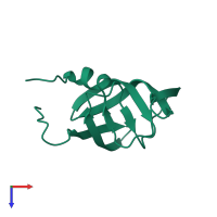 PDB entry 3oq7 coloured by chain, top view.