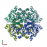 PDB entry 3oq8 coloured by chain, front view.