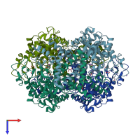 PDB entry 3oq8 coloured by chain, top view.