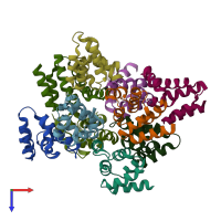 PDB entry 3oq9 coloured by chain, top view.
