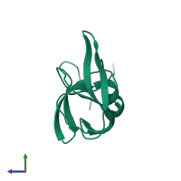 PDB entry 3oqa coloured by chain, side view.