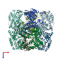 PDB entry 3oqb coloured by chain, top view.