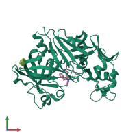 Monomeric assembly 2 of PDB entry 3oqf coloured by chemically distinct molecules, front view.