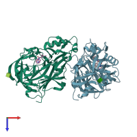 PDB entry 3oqf coloured by chain, top view.