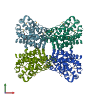 PDB entry 3oql coloured by chain, front view.