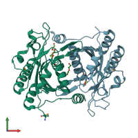 PDB entry 3oqp coloured by chain, front view.