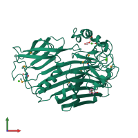 PDB entry 3oqq coloured by chain, front view.