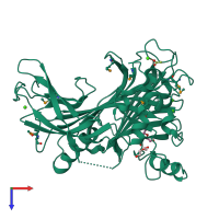 PDB entry 3oqq coloured by chain, top view.