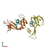 PDB entry 3oqy coloured by chain, front view.