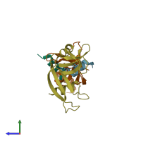 PDB entry 3oqy coloured by chain, side view.
